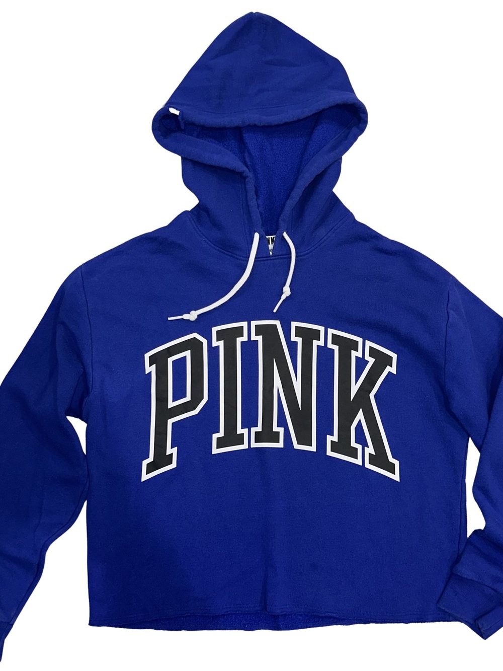 PINK Victoria’s Secret Pullover Hood Sweatshirt Royal Blue Size XS Semi Cropped